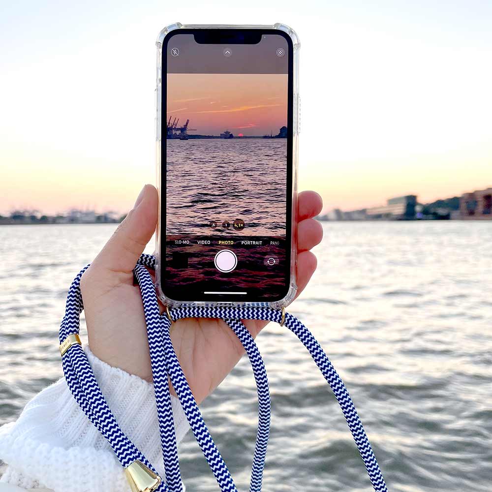 "Ahoi" Handykette für Samsung Galaxy S25 Ultra (blau/weiss)