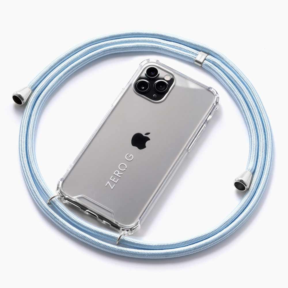 "Glossy Sky Blue" mobile phone chain for Apple iPhone 14 in light blue
