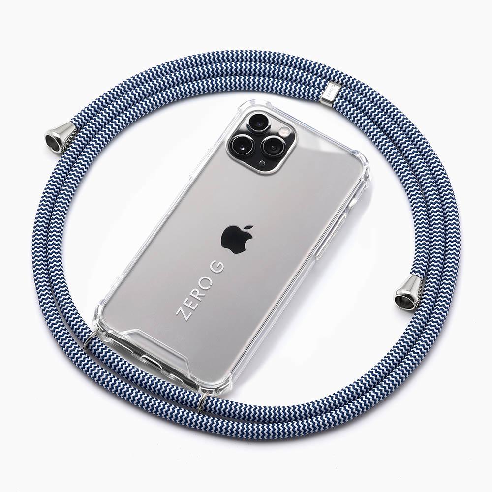 "Ahoi" Handykette für Apple iPhone 15 Plus (blau/weiss)