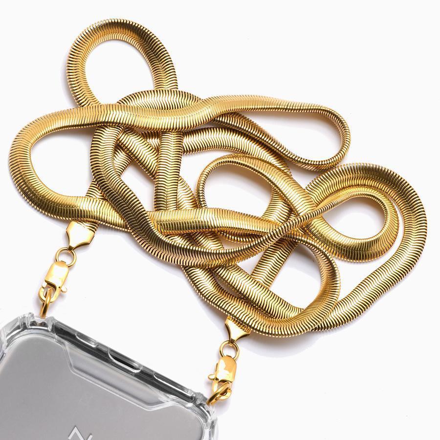 "Mermaid" Phone Necklace for Apple iPhone 13 Pro gold coated stainless steel